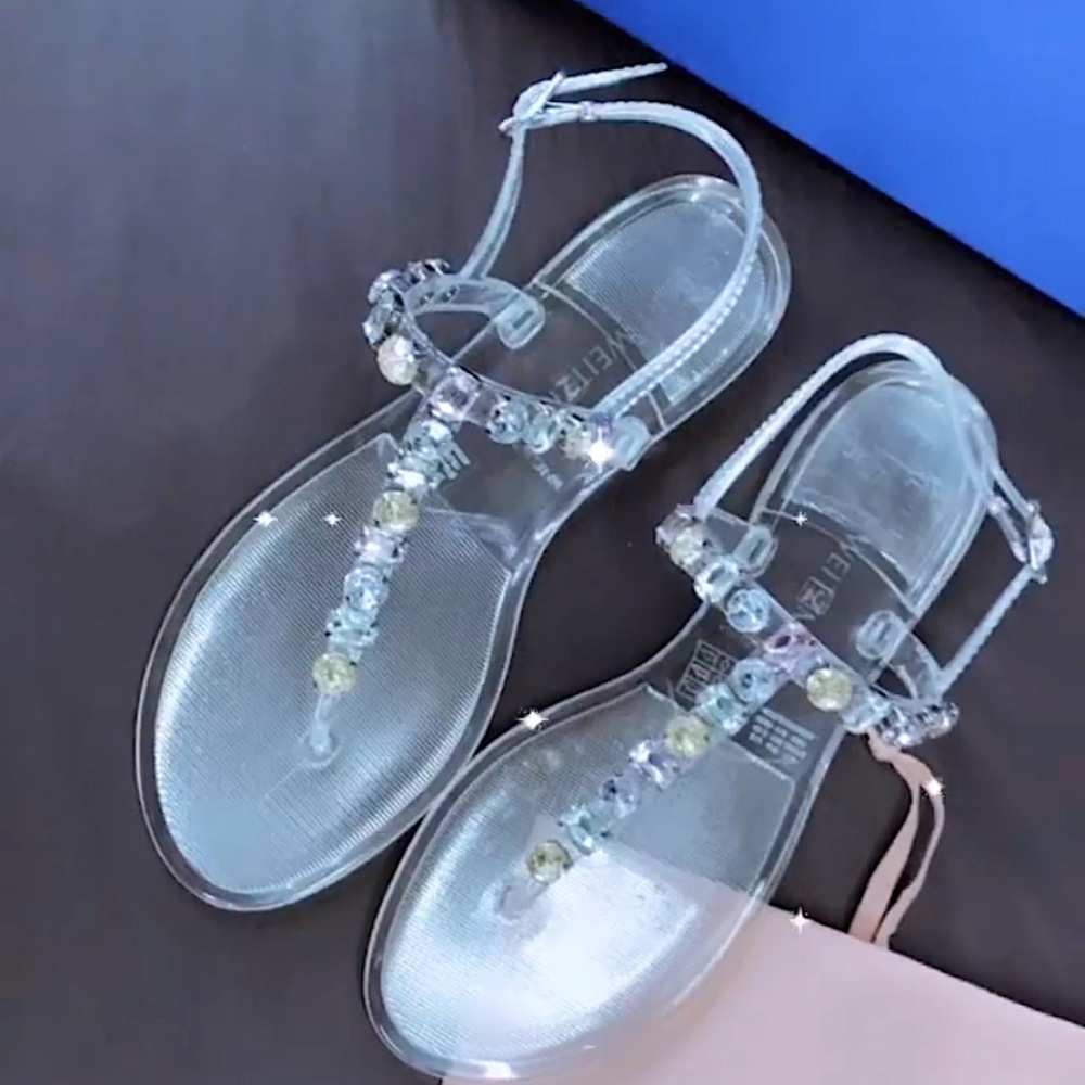 STUART WEITZMAN Jade Gem Clear Jelly Sandal NIB